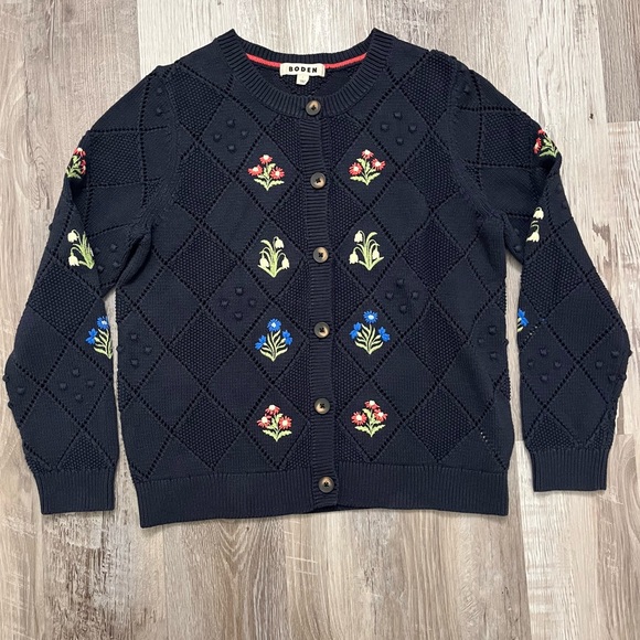 Boden Sweaters - Boden Embroidered Knit Cardigan Button Front Womens Large
